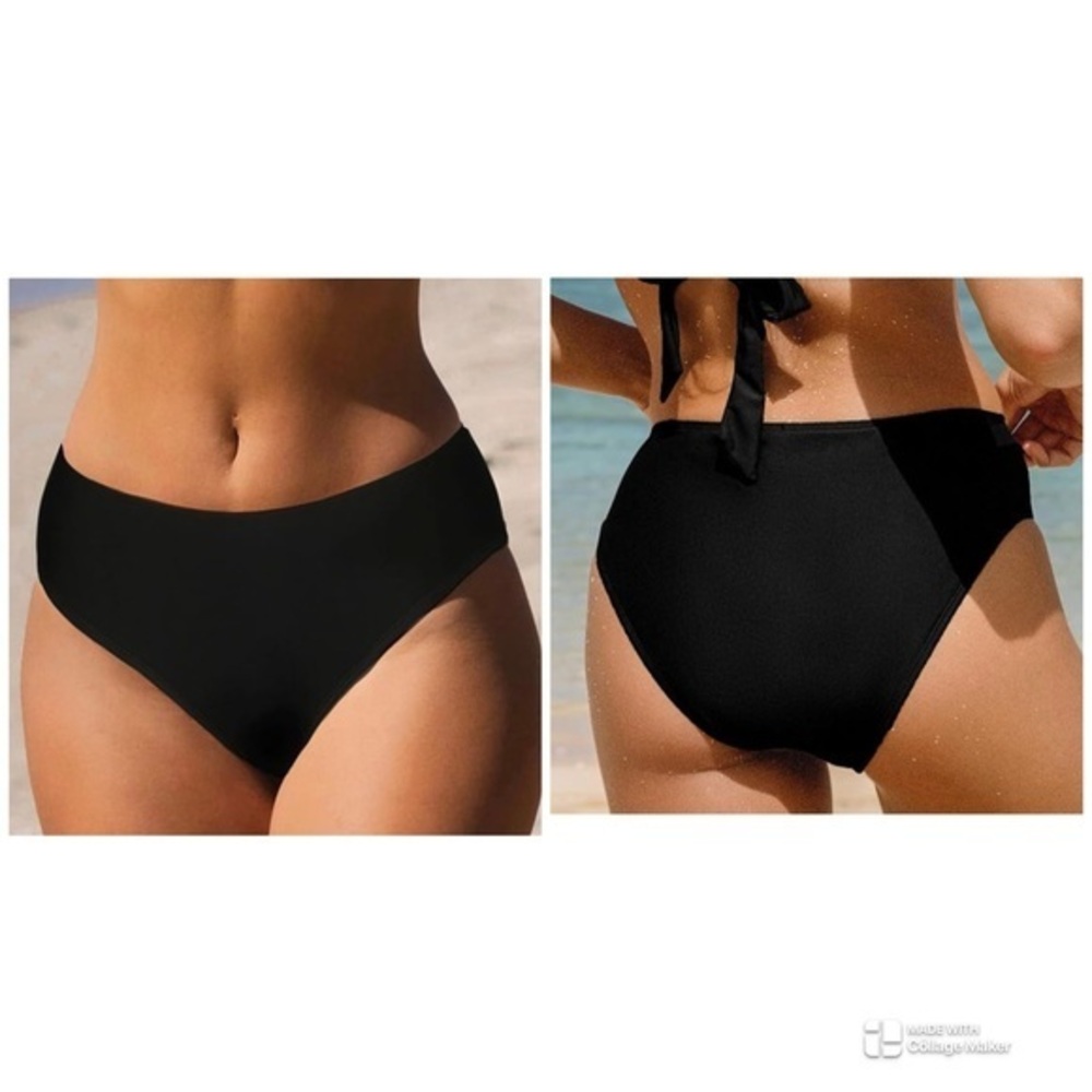 Shekini Basic Black Bikini Swimsuit Bottoms Midrise Womens Size XXL